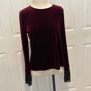 Design Lab Lord & Taylor Maroon Velour Blouse
